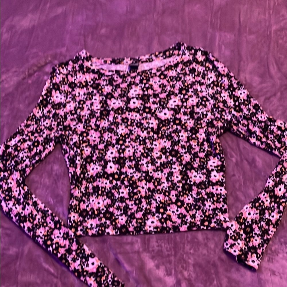 Floral Long Sleeve Crop Top